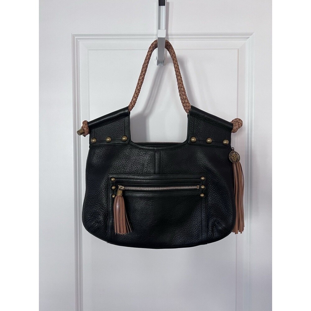 Anne Klein Black And Tan Shoulder Bag Braided Strap Pebbled Leather EUC